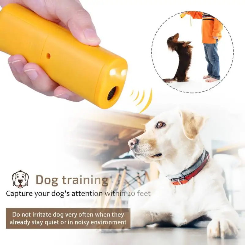 Ultrasonic Dog Repeller and Trainer Device with LED Light 3 in 1 Anti
