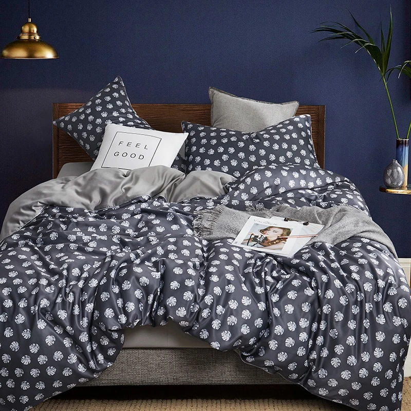 

2019 Luxury Washed Cotton Soft Silk Bedding Set Queen King size 3d Bed set Duvet Cover Fitted/Bed sheet set parrure de lit 4 Pcs
