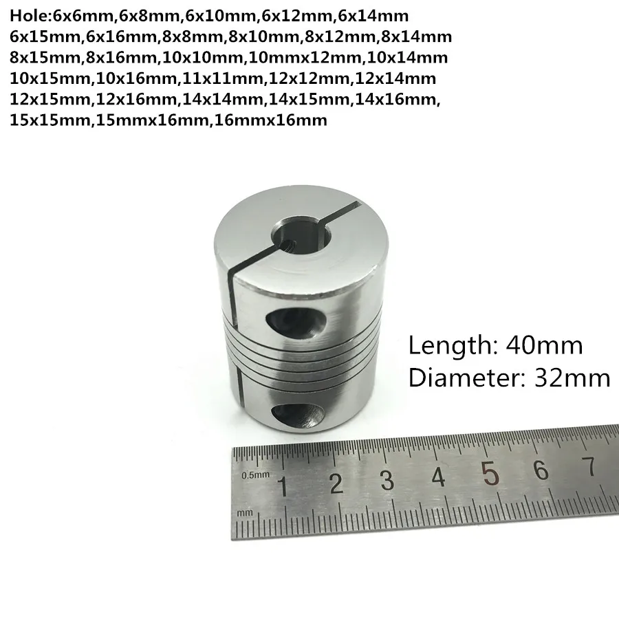 

D32 L40 hole minimum 6mm maximum 16mm CNC Flexible Coupling Shaft Coupler Encode Connector