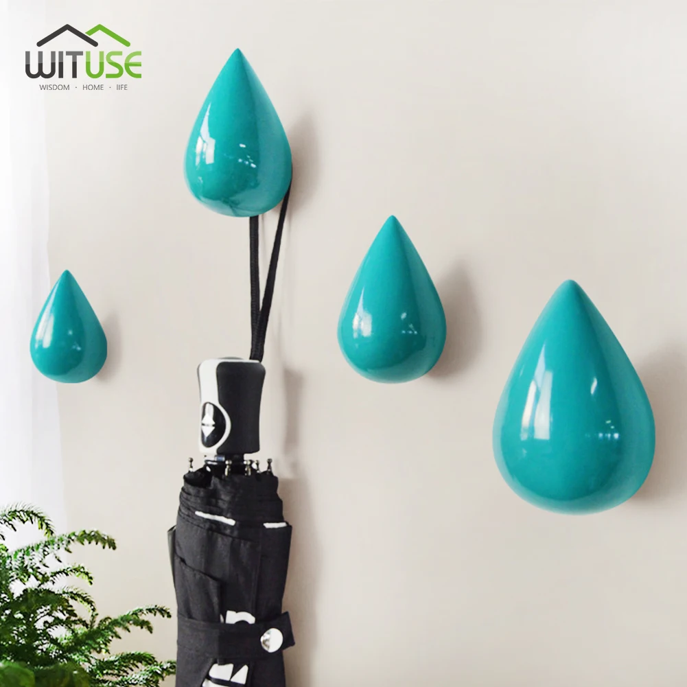 

Practical Water Drop Shape Home Resin Wall Hanger Bathroom Door Coat Hanger Hat Single Hook Holder for Hanging Room Decoration