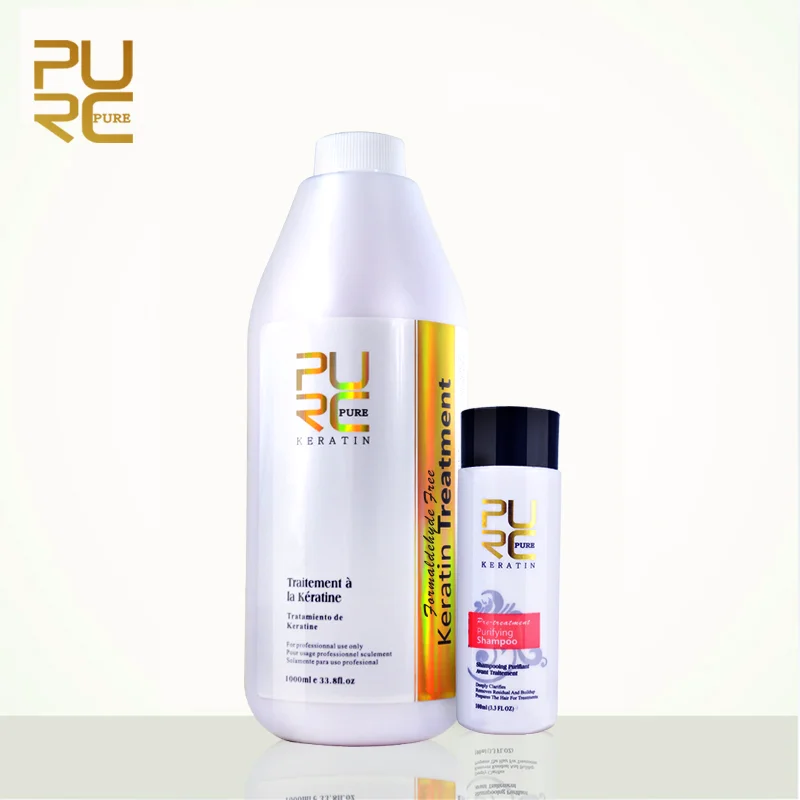 

PURC Best Straightening Hair Product Brazilian Keratin Free Formaldehyde and 100ml Purifying Shampoo Repair and Straighten