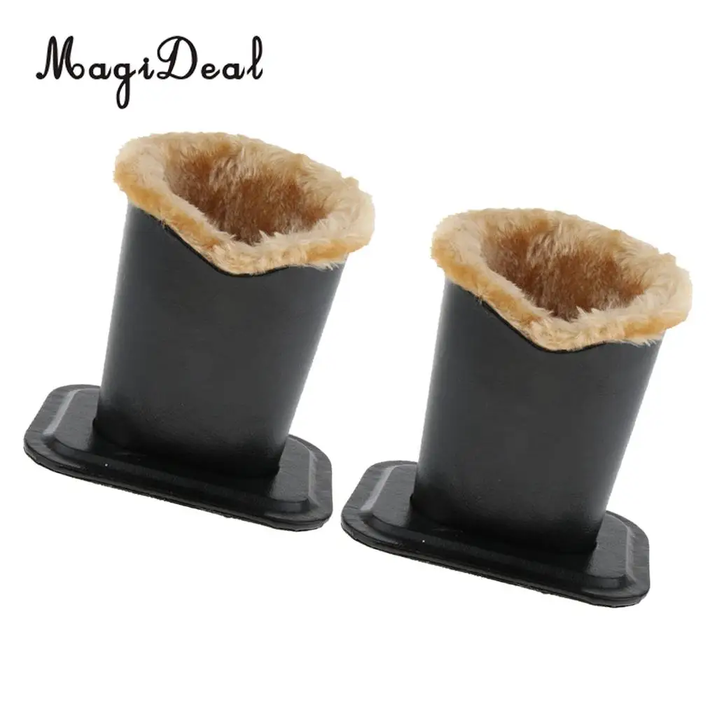 2Pcs Tan Plush Lined PU Eyeglasses Holder Stand Glasses Protective Case Pen Holder Anti-Scratch
