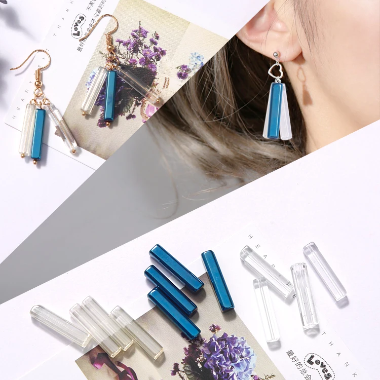 

Three-dimensional Rectangular Crystal Double-hole Glass DIY Handmade Earrings Accessories Jewelry Finding Components 30pcs