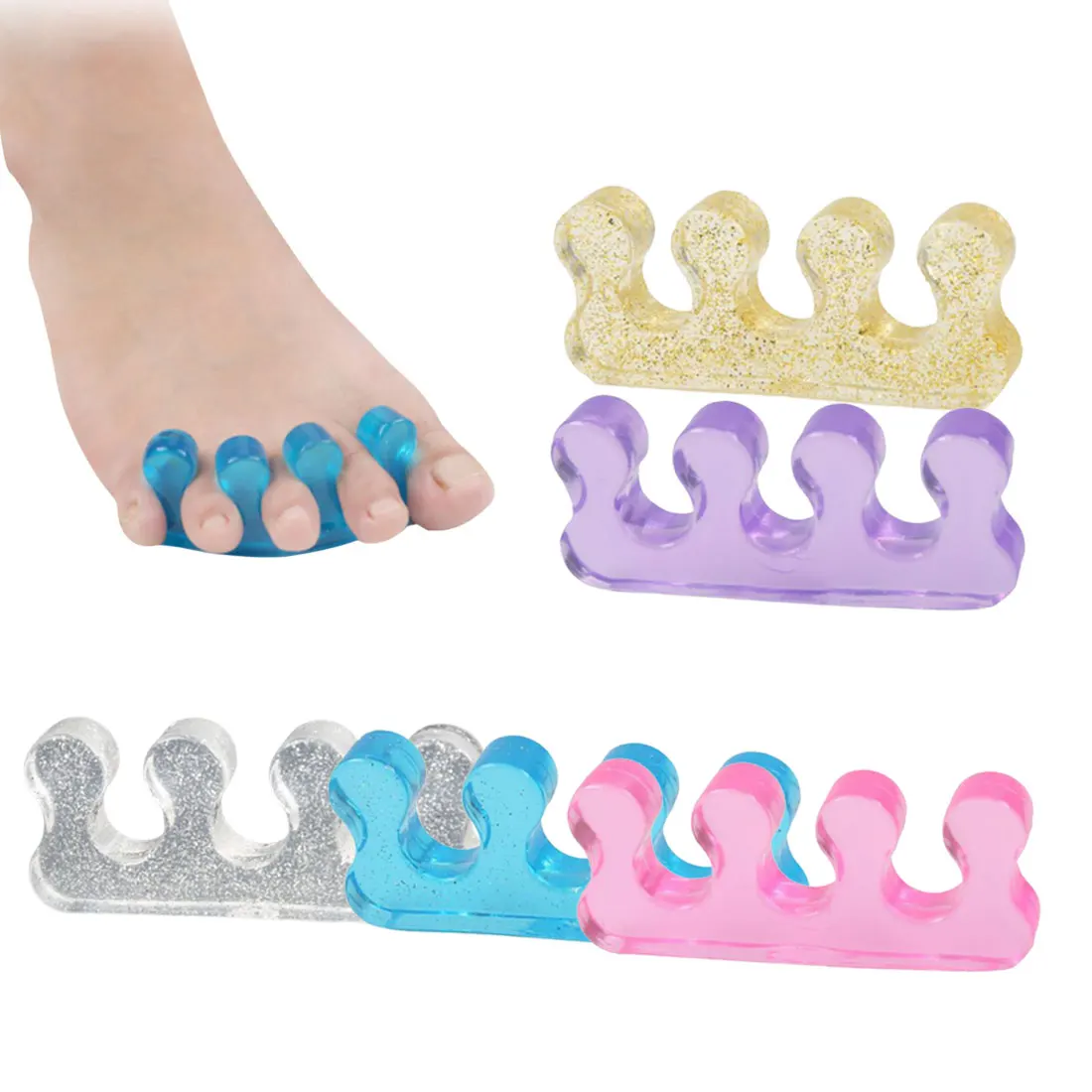 

3 Holes Toe Separator Bunion Adjuster Hallux Valgus Guard Foot Care 2Pcs Thumb Valgus Protector Big Toe Corrector Silicone Gel