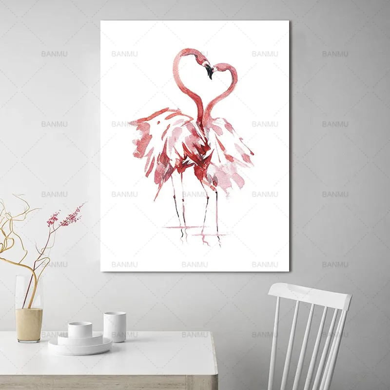 Картина на холсте плакат Художественная печать на акварельном Фламинго настенные картины для украшения дома жикле печать Декор стены без рамки