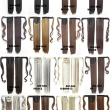 Обертывание конский хвост клип на невидимые прямые волосы термостойкие синтетические пони 48 видов цветов 22 дюймов 90 г 10 шт./лот