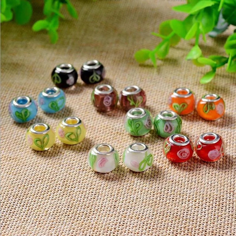 

5PCS DIY thread Murano Glass Beads Charms Fit For Charm Bracelets&Necklace
