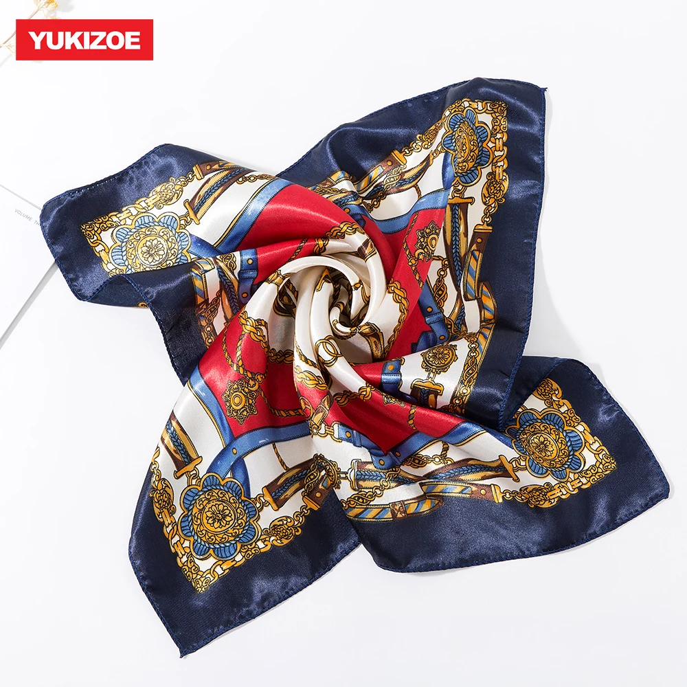 Small Square Hair Scarf Women Neck Hotel Waiter Flight Attendants Business Imitate Bandana Silk Bag Scarves 50*50CM | Аксессуары для