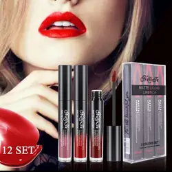 Профессиональный Matte Lip Stick 3 шт./лот Водонепроницаемый пигментированные длительные сексуальные темно-красный матовые помады