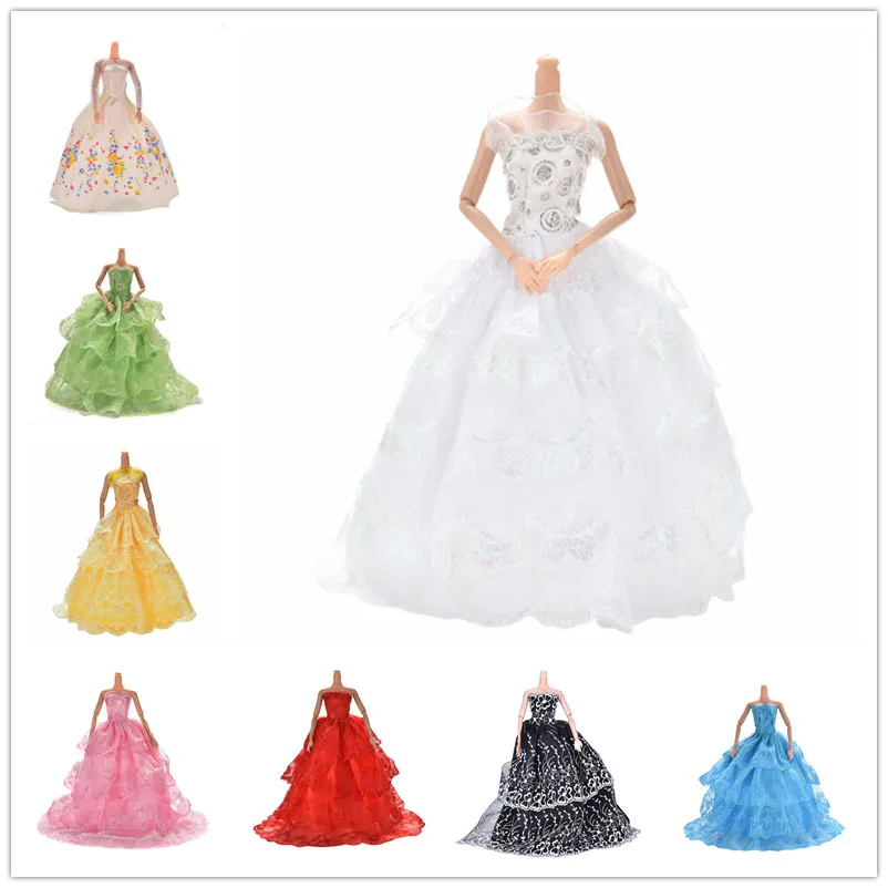 Многослойное Цветочное платье для куклы, Элегантное свадебное платье принцессы ручной работы для куклы, одежда, аксессуары для кукол