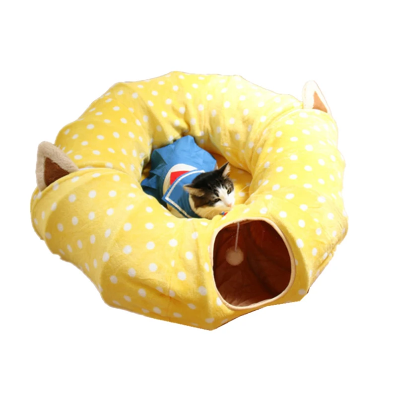 Christmas Pet Tunnel Cat Beds House and Sleep with Ball Cat Play Tunnel Funny Cat Long Tunnel Play Toy Collapsible Bulk