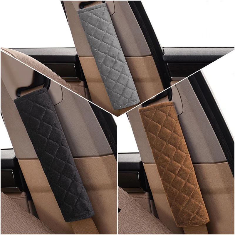 Car Seat Belt Shoulders Pads Covers Cushion Warm Short Plush Safety Belts Shoulder Cover Protection on Auto Interior Accessories seat belt covers,seat belt protection,seat belt protector,car seat belt accessory,safety belt shoulder guard