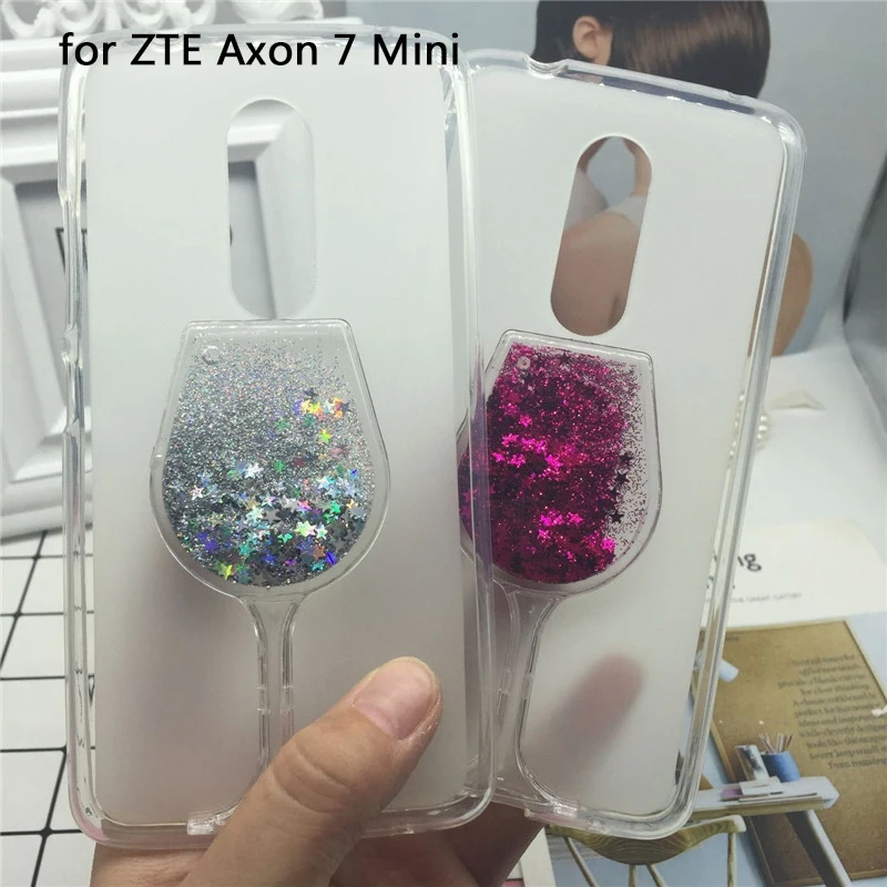

Glitter Quicksand Phone Cases for ZTE Axon 7 Mini Case Bling Cute Srtars Cup With Soft Silicon Back Cover 3D Capa Fundas