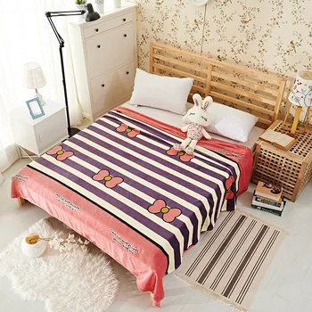 

Stripe bedspread blanket 200x230cm High Density Super Soft Flannel Blanket to on for the sofa/Bed/Car Portable Plaids