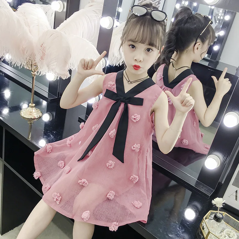 

Summer Girls Princess Dress Children Clothing Kids Dresses For Girls Flower Children Dress Vestidos Teenagers Girls Clothing