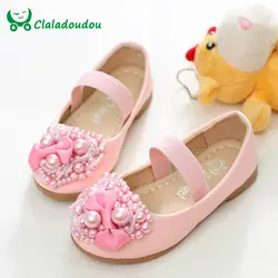 Claladoudou обувь для девочек белая принцесса розовая обувь круглый кожаный дети девушка часть Формальные туфли с сердцем цветок Танцевальная