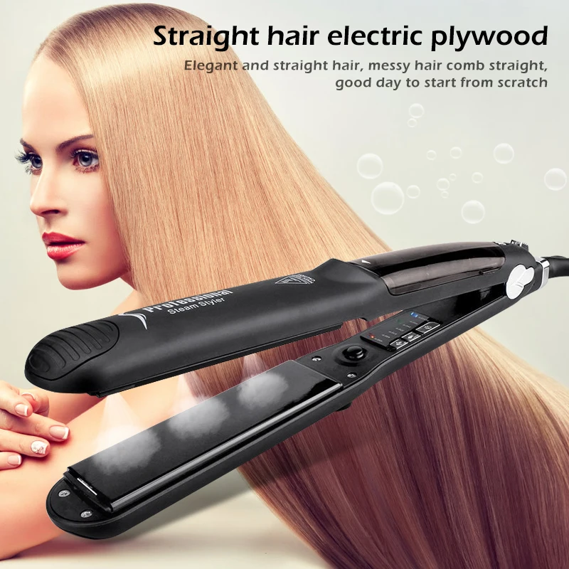 

1Pc Professional Salon Styler Ceramic Steam Electric Hair Straightener Modeling Tool Hair Styling Volumer Straight clip 50W