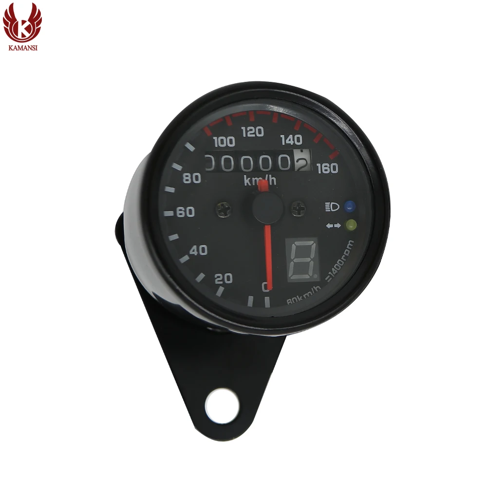 

Motorcycle 12V Cafe Racer Speedometer Odometer Gauge 0-160km/h Instrument with LED Indicator For GN125 CG125 Free Shipping