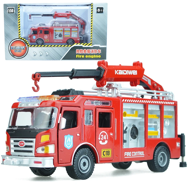 

Alloy engineering vehicle rescue fire truck fire engine model 1:50 Children's toys June 1 children's New Year gift collection