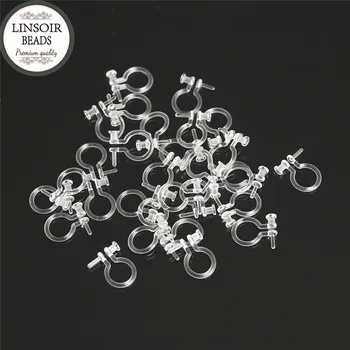 

LINSOIR 30pcs/lot Blank Ear Clip No Pierced Plastic Earring Clips Base Fitting Cabochon Cameo Setting Diy Jewelry Making F5351