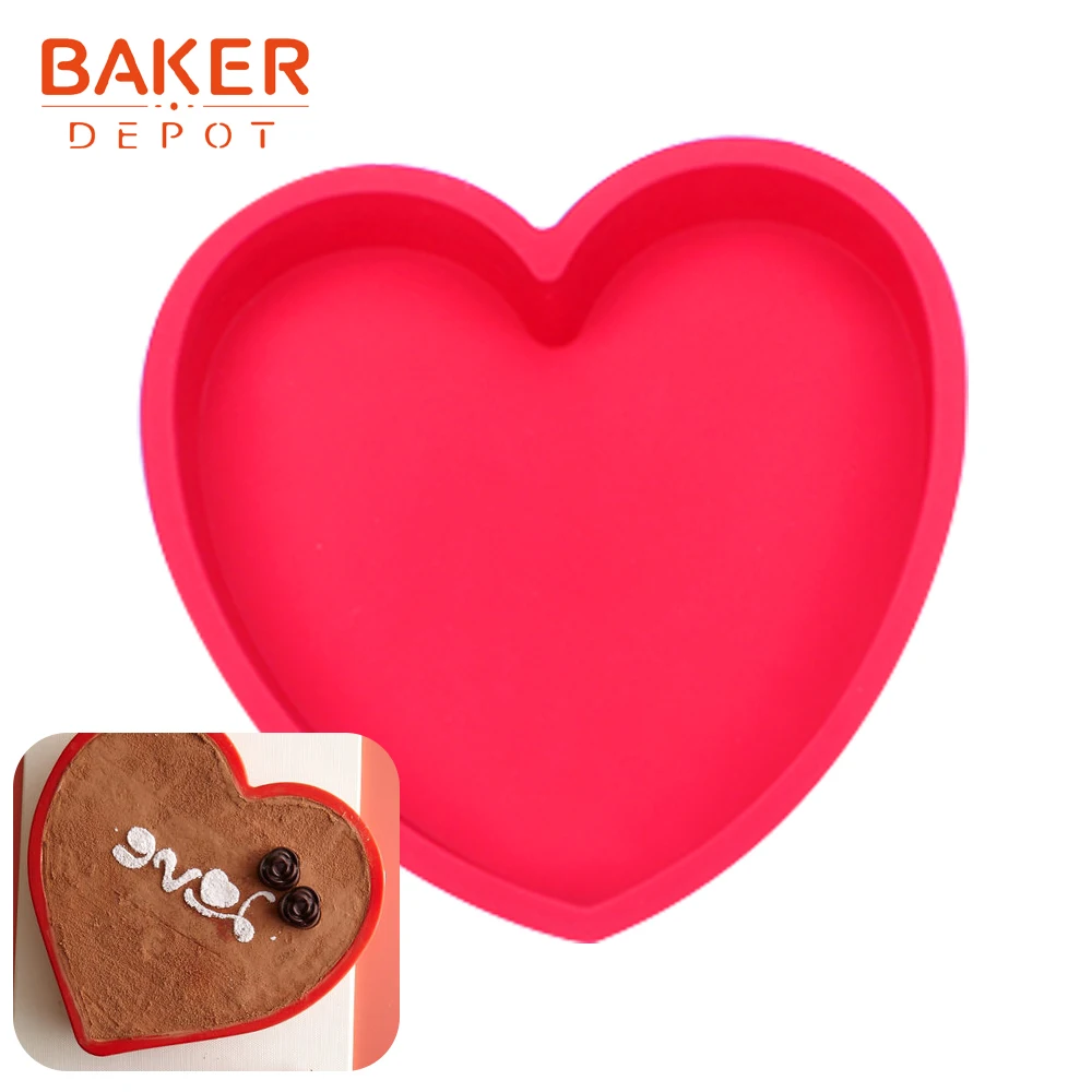 

BAKER DEPOT 9 inch Silicone Mold for Cake heart cake pastry baking form 3D Large Cake bread bakeware diy Birthday wedding party