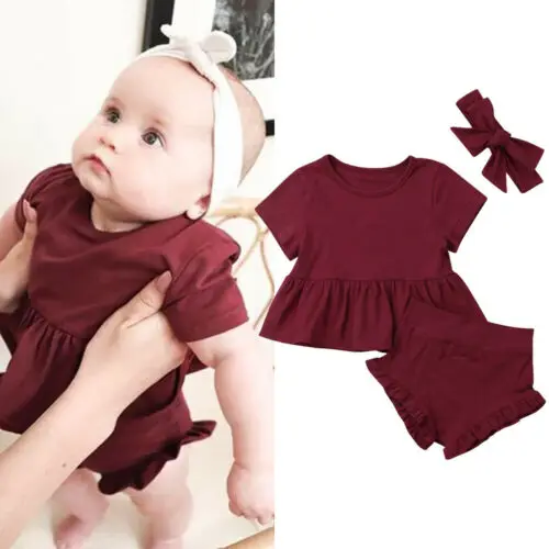 

Newborn Infant Toddler Baby Girl Summer Tops Dress+Short Pants Summer Clothes Solid Color Soft High Quality Sets Hot 2019 New