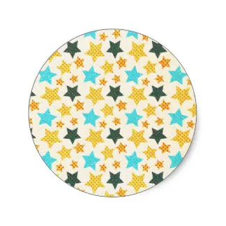 

3.8cm Vintage Turquoise Gold Polka Dots Stars Pattern Classic Round Sticker
