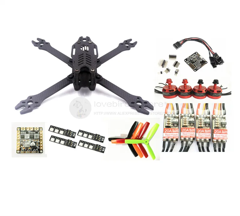 

DIY FPV mini drone F2 mito 210 pure carbon frame kit Red hawk DX2205 2300KV +Red Hawk BL20A ESC OPTO + NAZE32