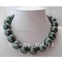 Очаровательное жемчужное ожерелье типа АА 16 мм черного цвета с жемчугом, круглая форма, 18 дюймов, модные жемчужные ювелирные изделия, новинка