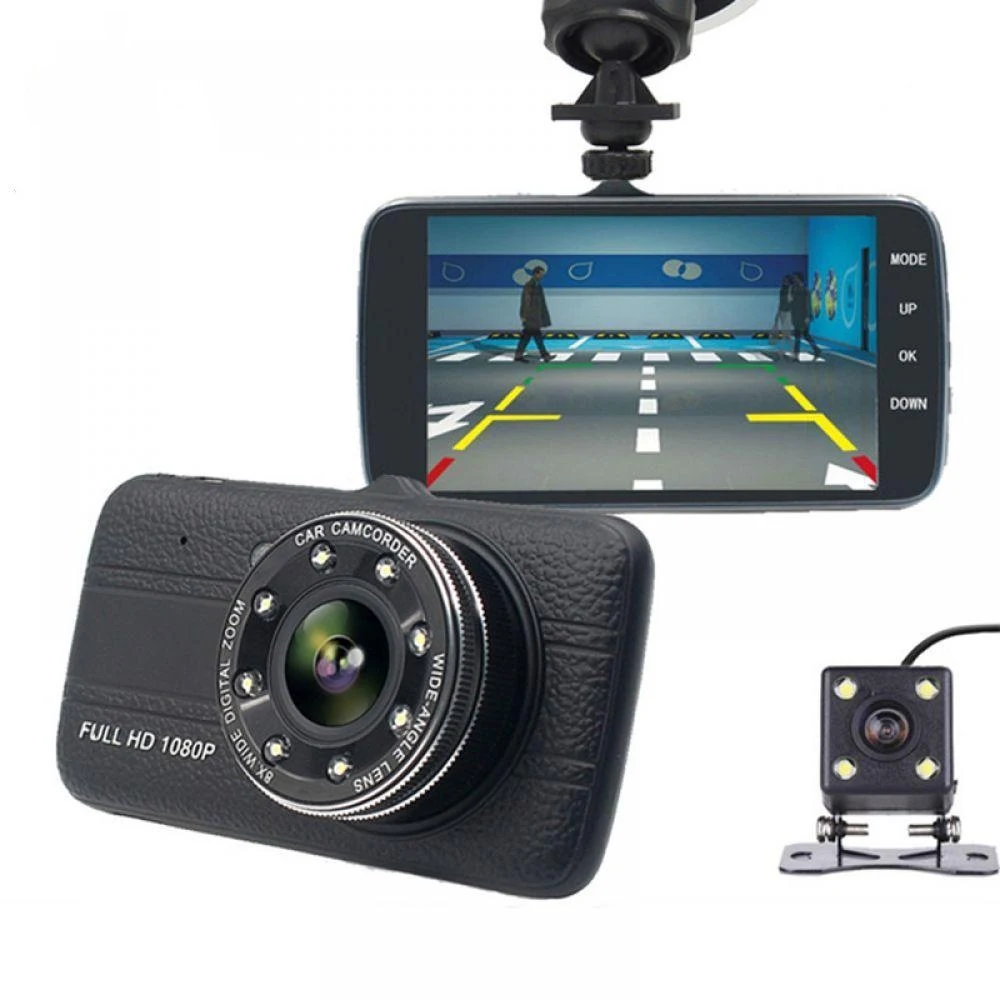 

WOOKRAYS Car Dvr Camera 4.0" Full HD 1080P Dash Cam Auto Registrator Dual Lens Night Vision Video RecorderWith Rear View Camera