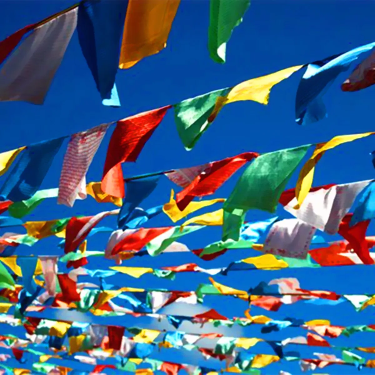 

1 Set 20pcs Colorful Tibetan Buddhist Prayer Flags Polyester Tibet Style Decorative Flag 5 Different Colors 27x15cm
