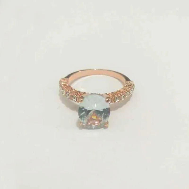 Новое поступление, обручальное серебряное кольцо с кристаллами, уникальное розовое Золотое кольцо Exquesite для невесты, циркон, 1 шт, вечерние кольца с белым цирконием