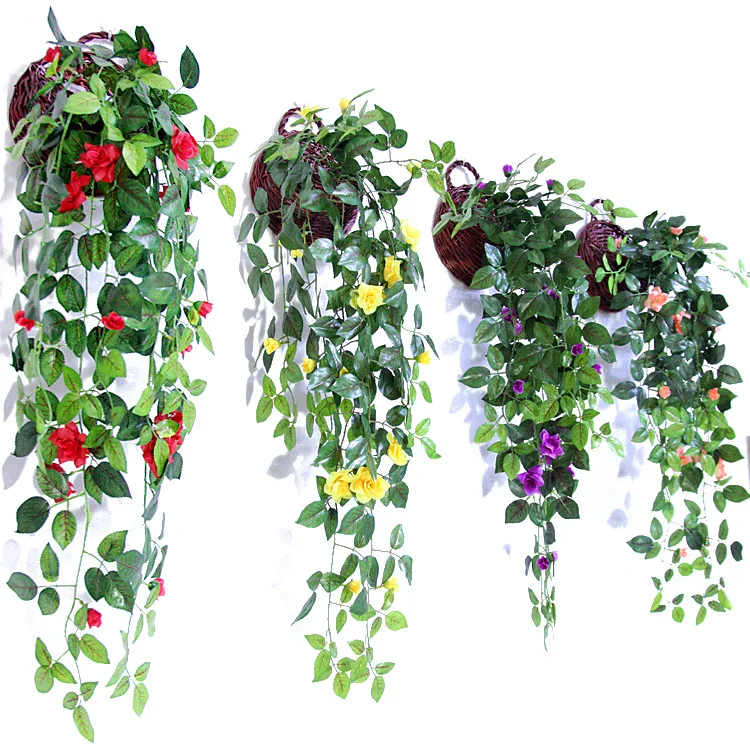 Artificial Dried Flowers Simulation flower rose vine hanging wall hanging orchid basket living room balcony home decor JUN27