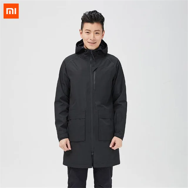 Xiaomi Uleemark мужская непромокаемая длинная куртка ветрозащитная с капюшоном IPX4