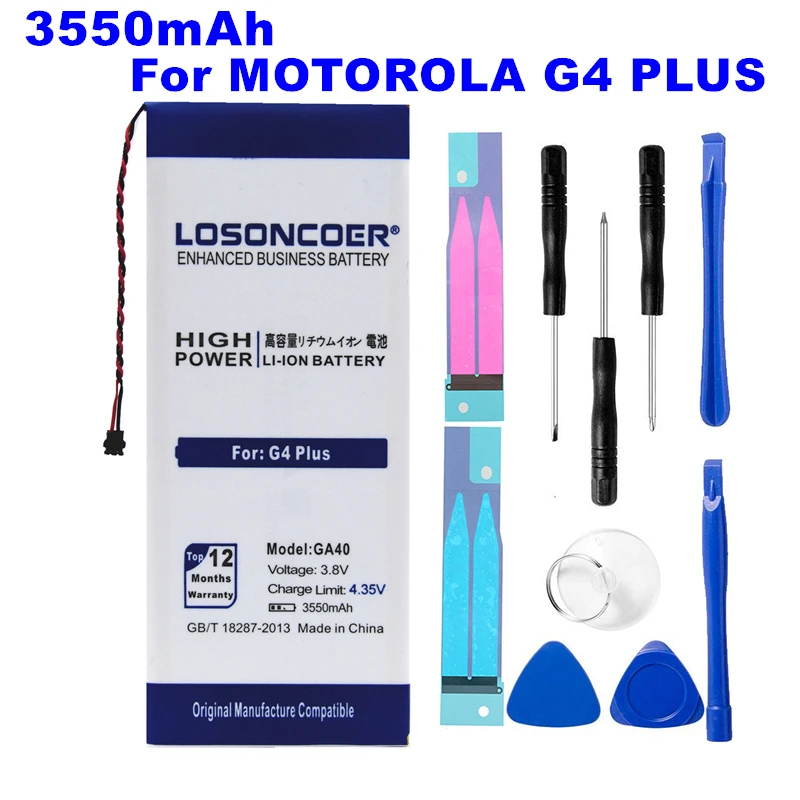 

LOSONCOER 3550mAh GA40 battery For Motorola Moto G4 Plus XT1625 XT1622 XT1644 XT1643 xt1626 Replacement Battery SNN5970A