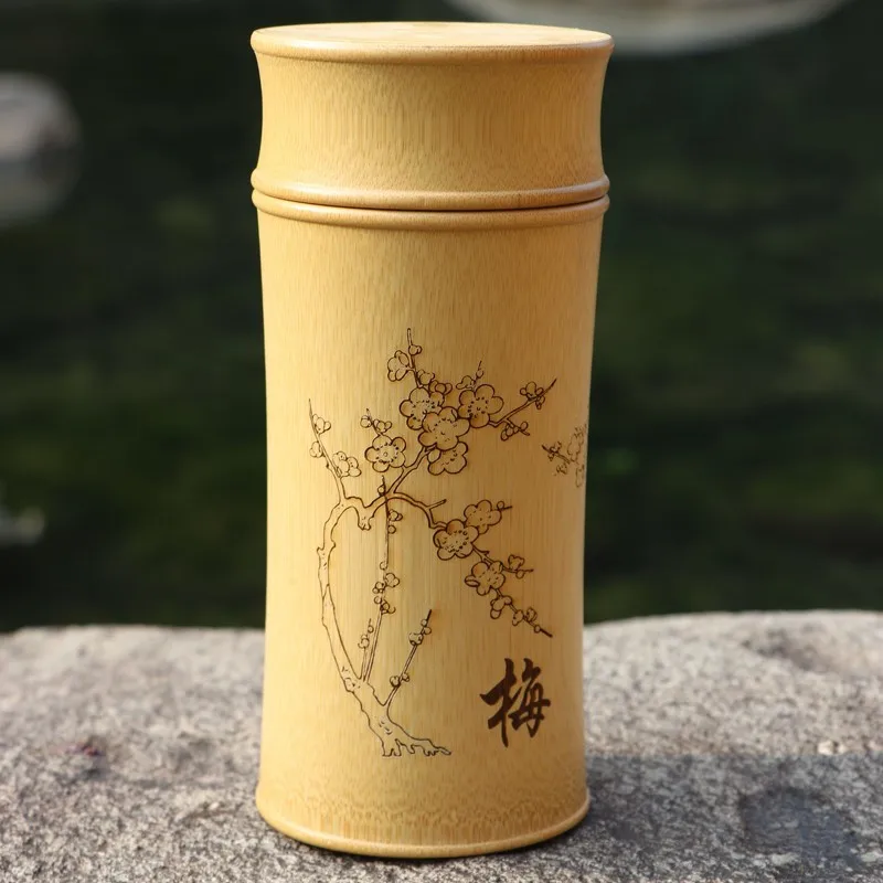Натуральный Бамбуковый Контейнер для хранения гравировка набор чая коробка с