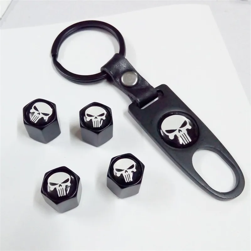 

4Pcs Car Accessories Punisher/Skull Logo Sticker Wheel Tire Valve Caps Stem Auto Styling For VW Benz Audi Ford toyota bmw skoda