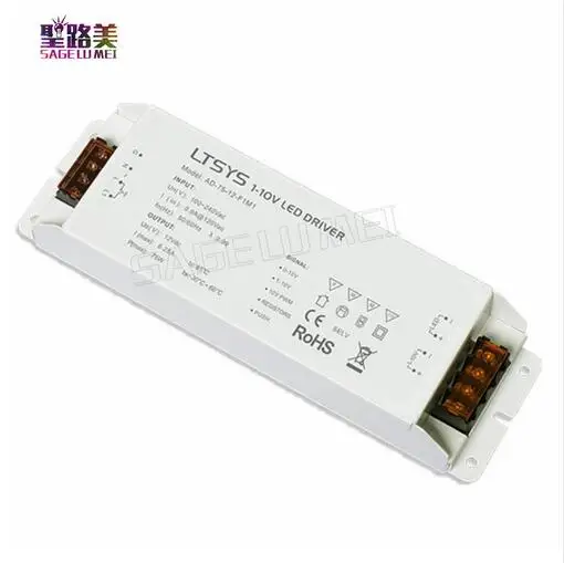 

Free Shipping LTECH CV Led Driver AD-75-12-F1M1 AC 110V - 220V input DC 12V 6.2A 75W output PUSH DIM 0/1-10V led dimming driver