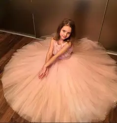 Новое длинное платье с цветочным узором для девочек, с бантом и v-образным вырезом на спине, элегантное платье принцессы на заказ Детские