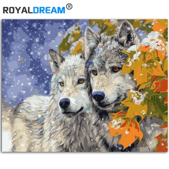 

ROYALDREAM Maple Wolf DIY Painting By Numbers Canvas Painitng Home Wall Art Picture Coloring By Numbers For Home Decor