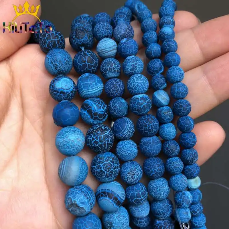 Natural Stone Beads Purple Frost Cracked Dragon Veins Agates - Temu