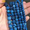 Perles en pierre naturelle, bleu foncé givré, veines de Dragon de feu craquelées, Agates, pour la fabrication de bijoux, Bracelet DIY 15 ''6/8/10mm ► Photo 2/6