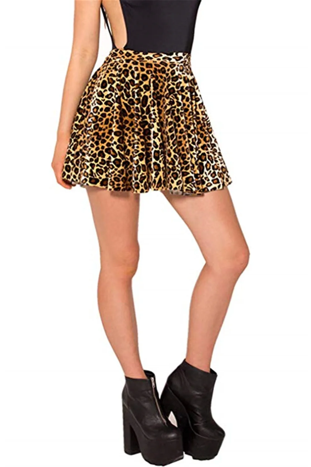 Горячая сексуальная женская полиэфирная юбка новая леопардовая печатная Высокая талия клетчатая плиссированная для катания на коньках короткая/мини юбка плюс размер