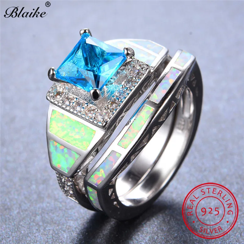 Aliexpress.com : Buy Blaike Square Aquamarine White Fire