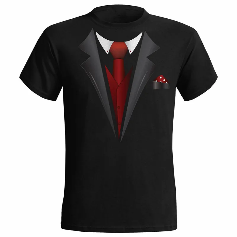 

Tuxedo Fancy Dress Stag Party Tux T-Shirt Mens Funny Wedding Prom Beachelor Groom Gift Tops Tee Shirts Black USA SIZE