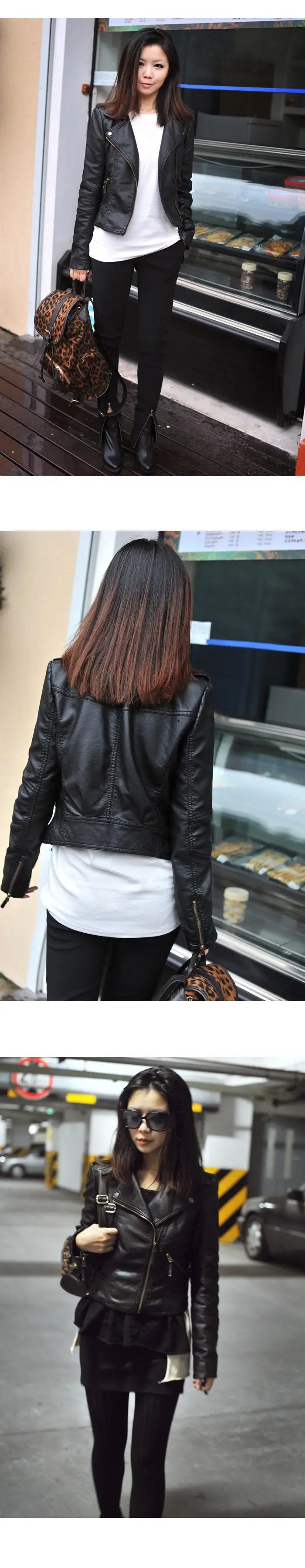 Женское пальто из искусственной кожи черного, винного, красного цвета, большие размеры, куртка из искусственной кожи, осенняя корейская мода, короткое, тонкое, на молнии, с карманами, JD338