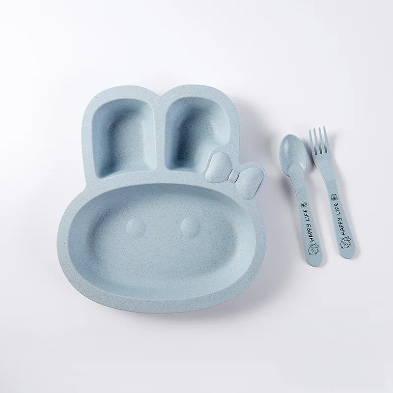 New cute rabbit plates for baby baby feeding dishes Wheat straw kids plates 3pcs/set New cute rabbit plates for baby baby feeding dishes Wheat straw kids plates 3pcs/set