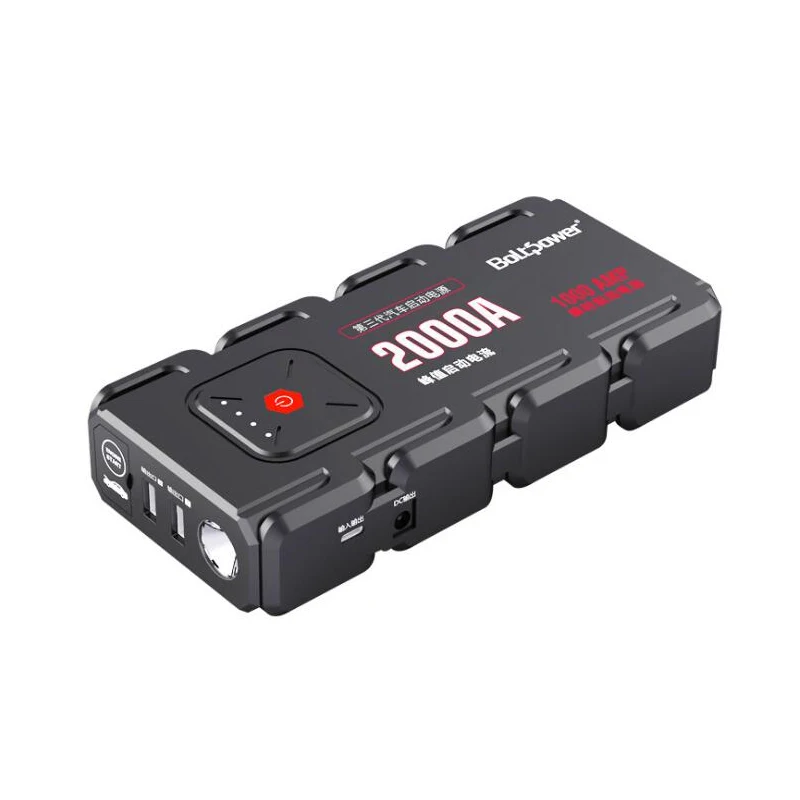 2000A Peak Car Jump Starter Pack Portable LED Flashlight Power Bank Car Boat Auto Cars Battery Supply Phone Power Clamps For 12V