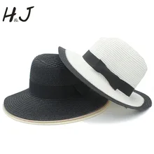 Модные летние Для женщин Для мужчин соломенная Панамка шляпа от солнца элегантный стерлингового серебра Большой Панама с широкими полями шляпа queen фетровая шляпка шерстяная шляпа пляжная кепка с бантом