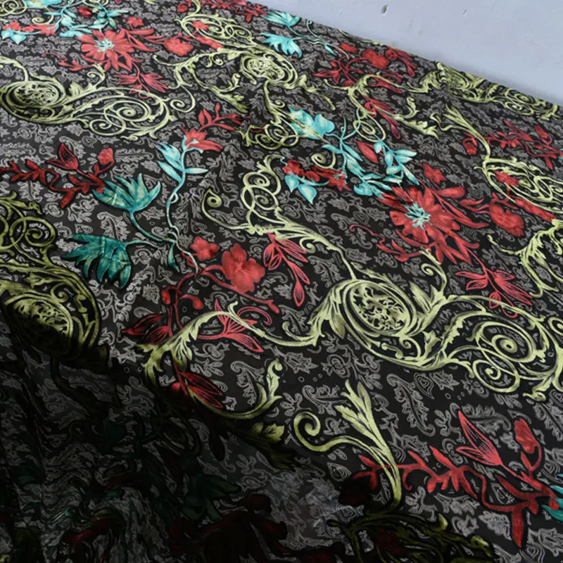 

print burnout Silk Velvet Fabric for silk velour dress